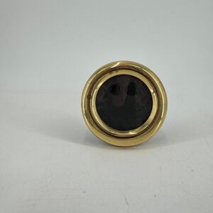 Vintage Miniature Round Brass Tone Picture Frame Small Circle Easel Back Gold